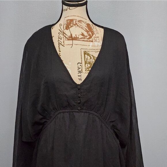 ☀️A New Day, Black flowy dress with sheer arms. NWT, Size-L - Picture 2 of 7